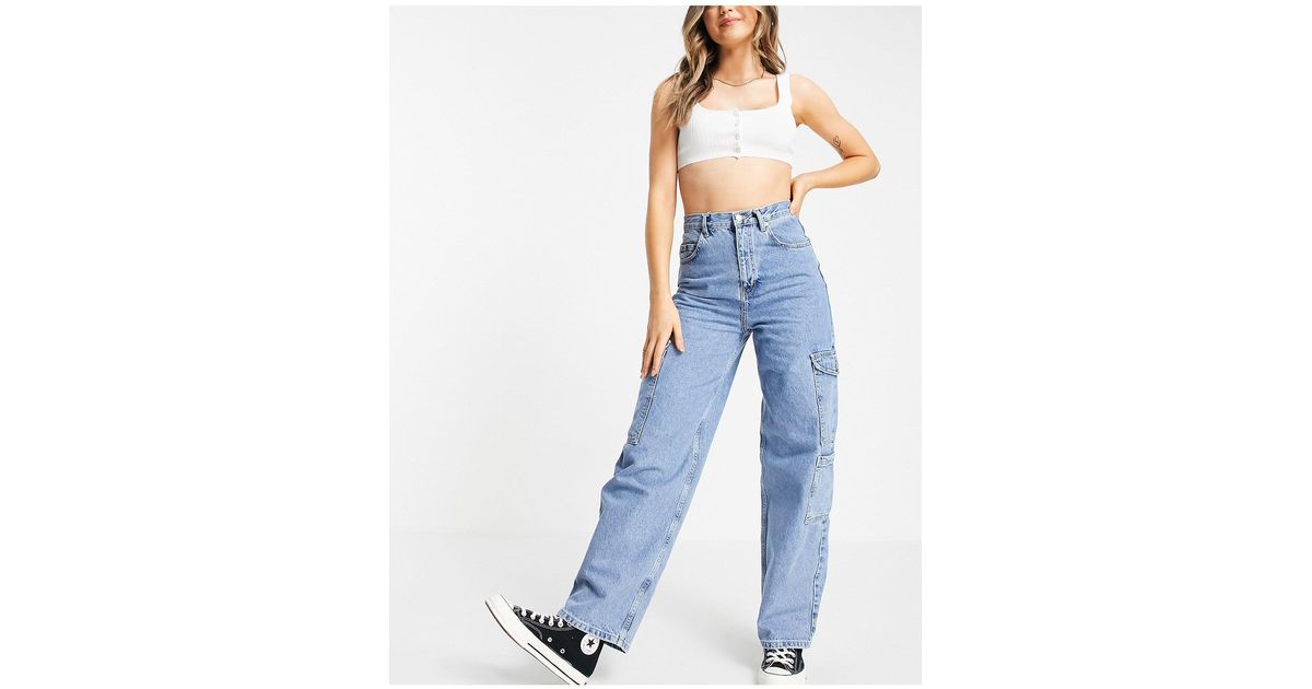 TOPSHOP Utility baggy Jeans in Blue | Lyst Canada