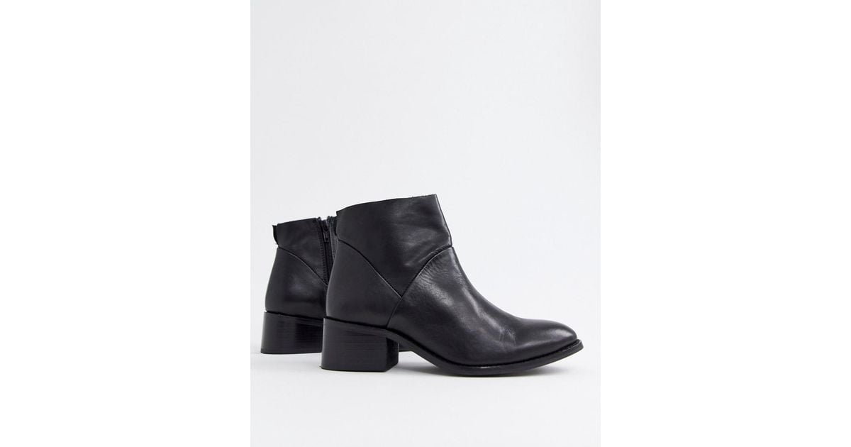 steve madden risen black leather heeled ankle boots
