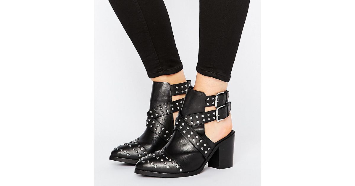 studded cut out ankle boots