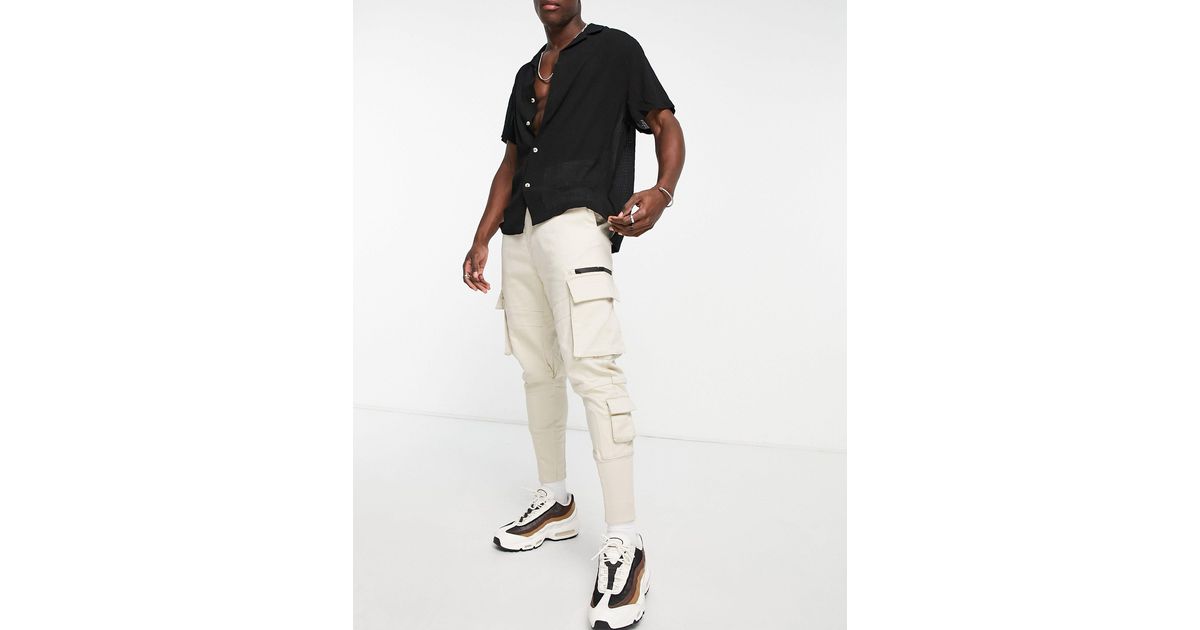 Bershka Cargo Pants With Pockets in White for Men Lyst