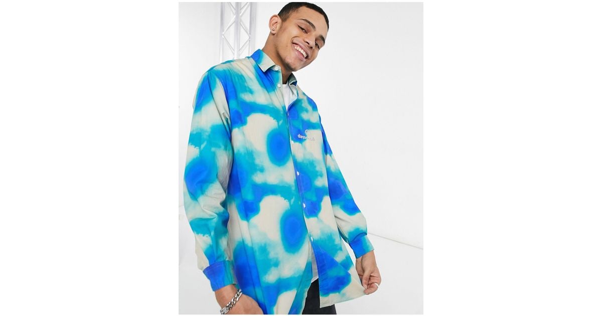 ASOS Asos Daysocial Logo Tie dye Oversized Shirt in Blue for Men Lyst Australia
