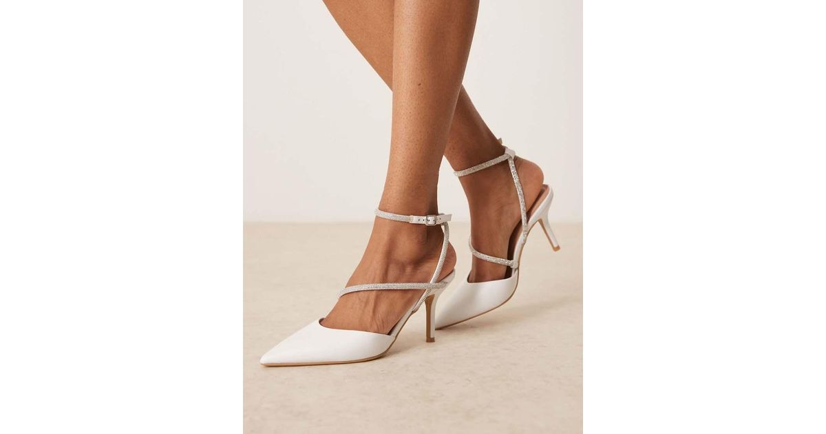 New Look Embellished Cross Strap Heeled Shoes in Natural | Lyst UK
