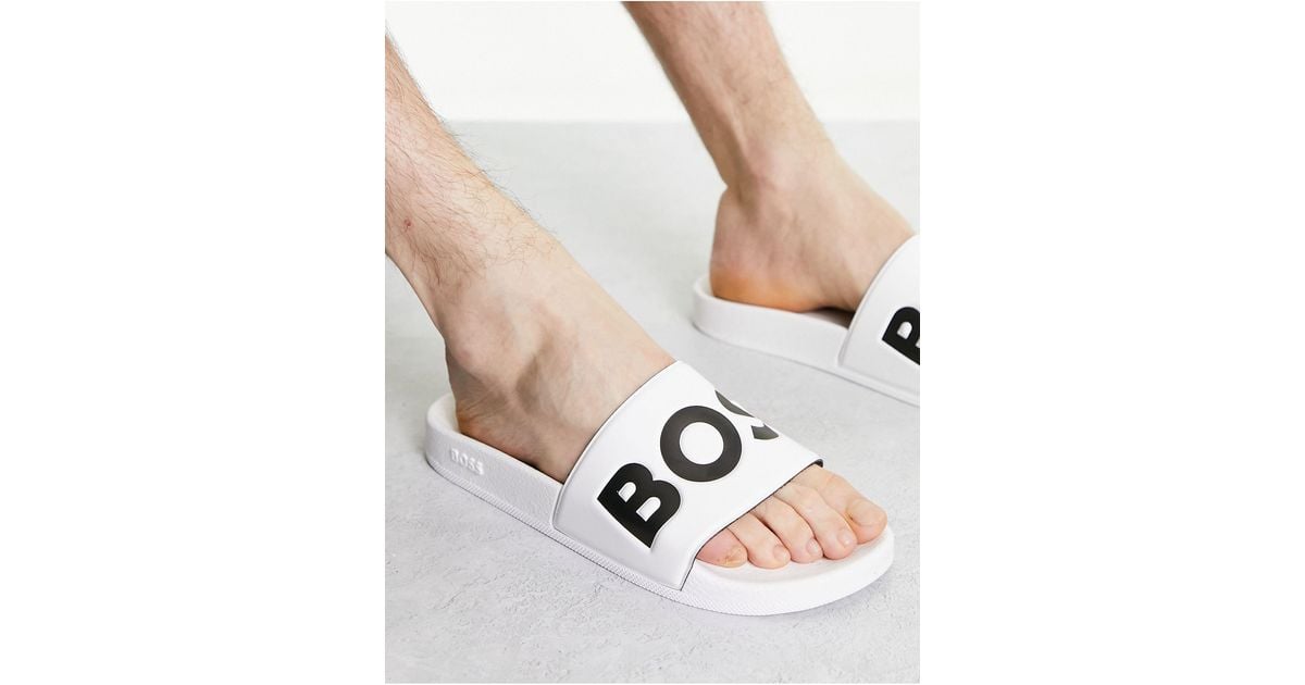 hugo boss sliders orange