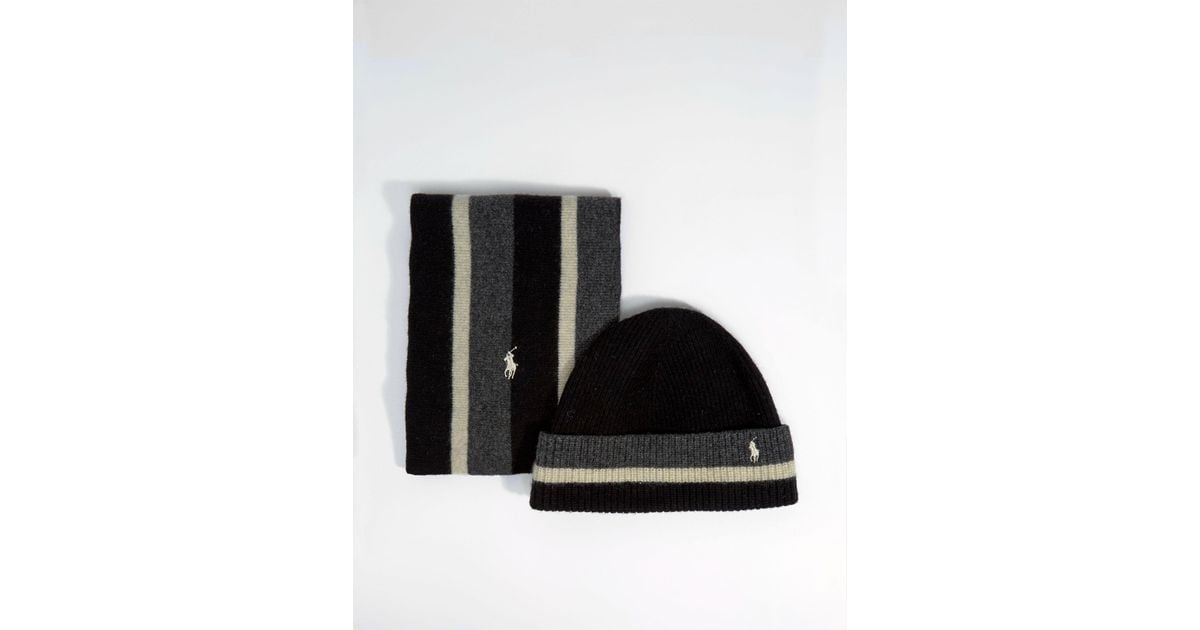Coffret cadeau bonnet et écharpe Polo Ralph Lauren pour homme en coloris  Noir | Lyst