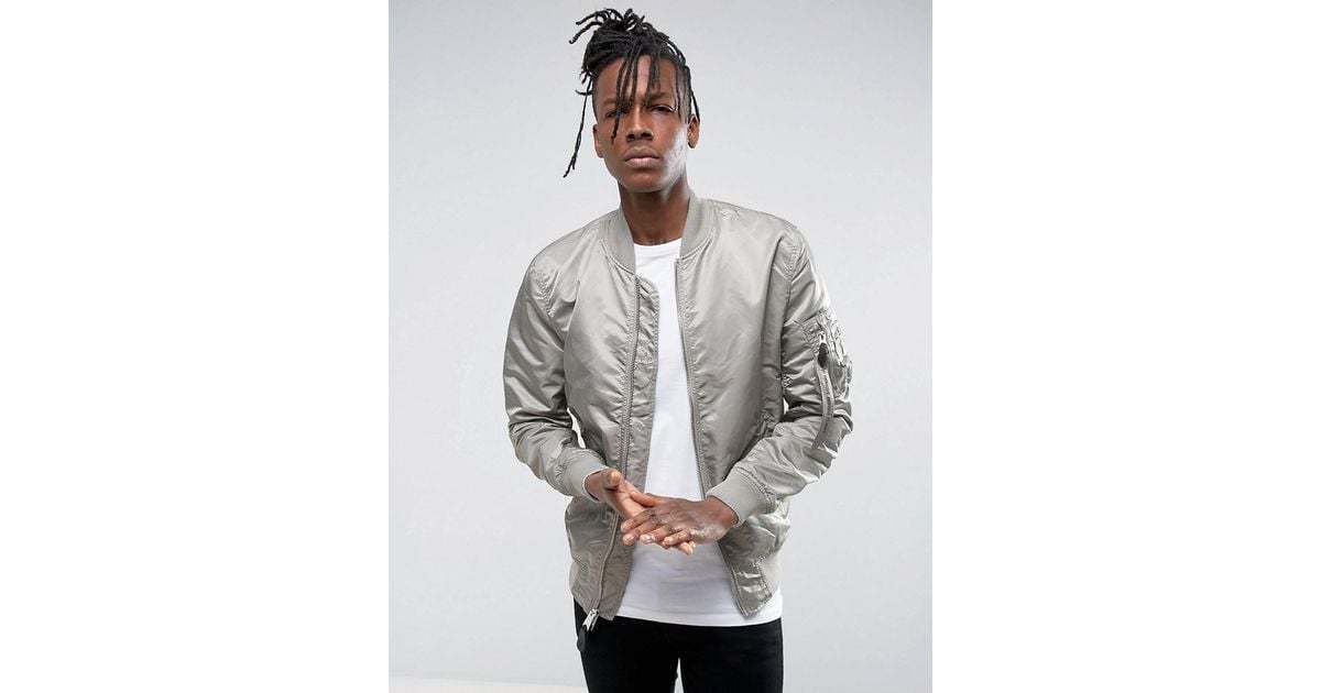 Alpha Industries Lightweight Reversible Ma-1 Vf Bomber Jacket In Silver /  Blue in Metallic for Men | Lyst