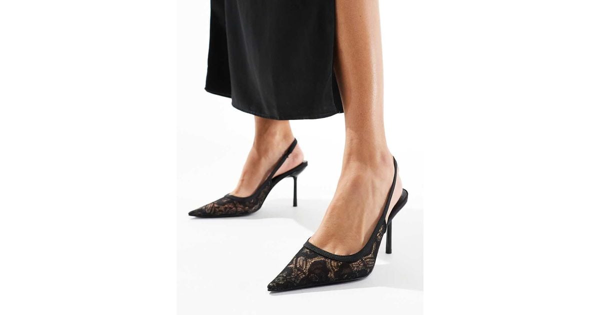 ASOS Poser Slingback High Heeled Shoes in Black Lyst UK