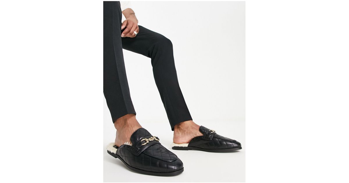 ASOS Backless Loafers Mule With Quilting Detail in Black for Men Lyst