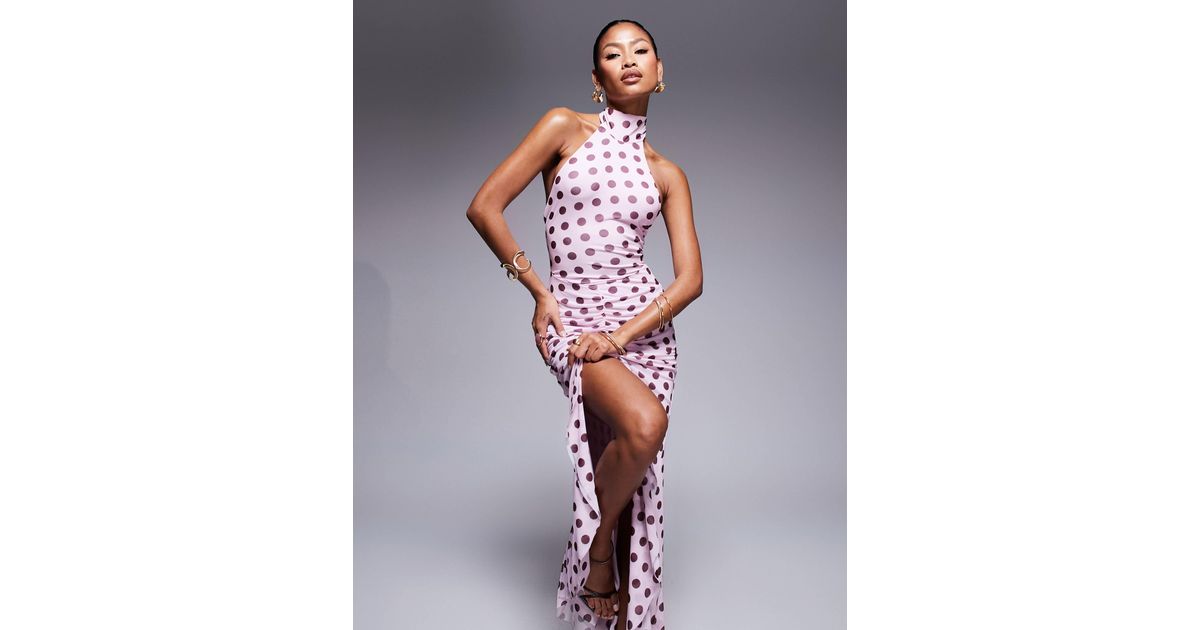 AFRM Halter Neck Ruffle Maxi Dress | Lyst