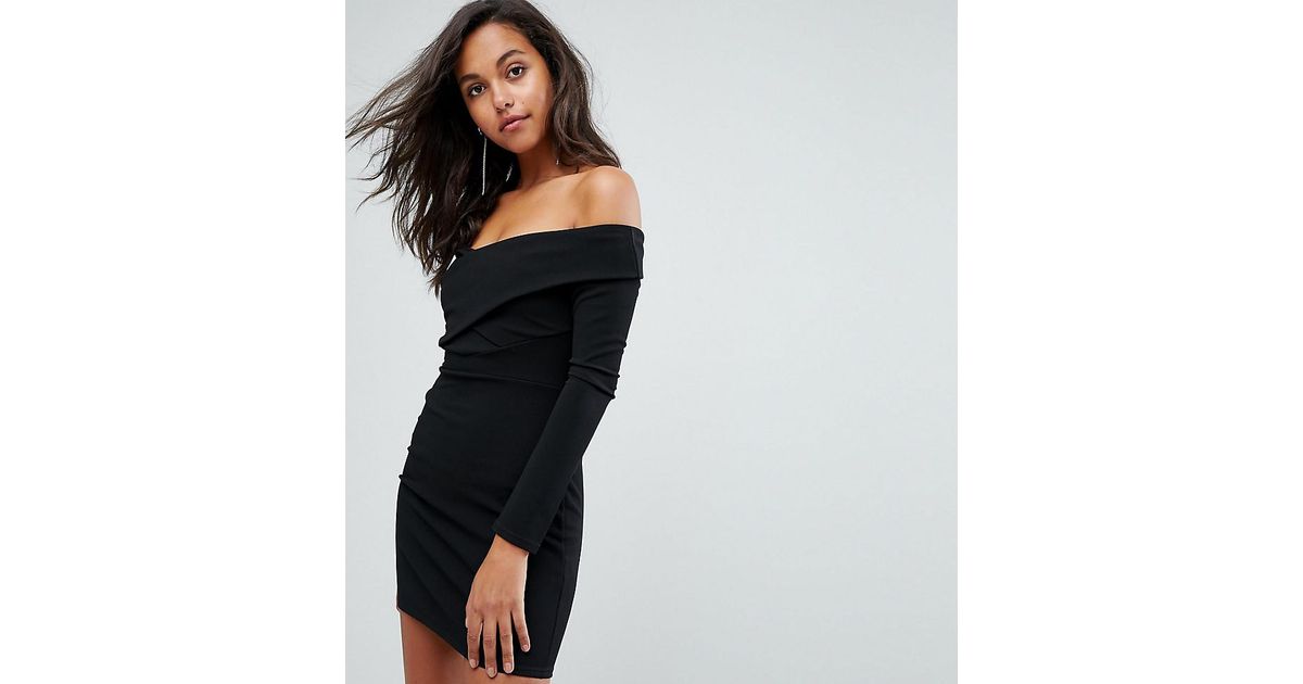 plt black bardot dress