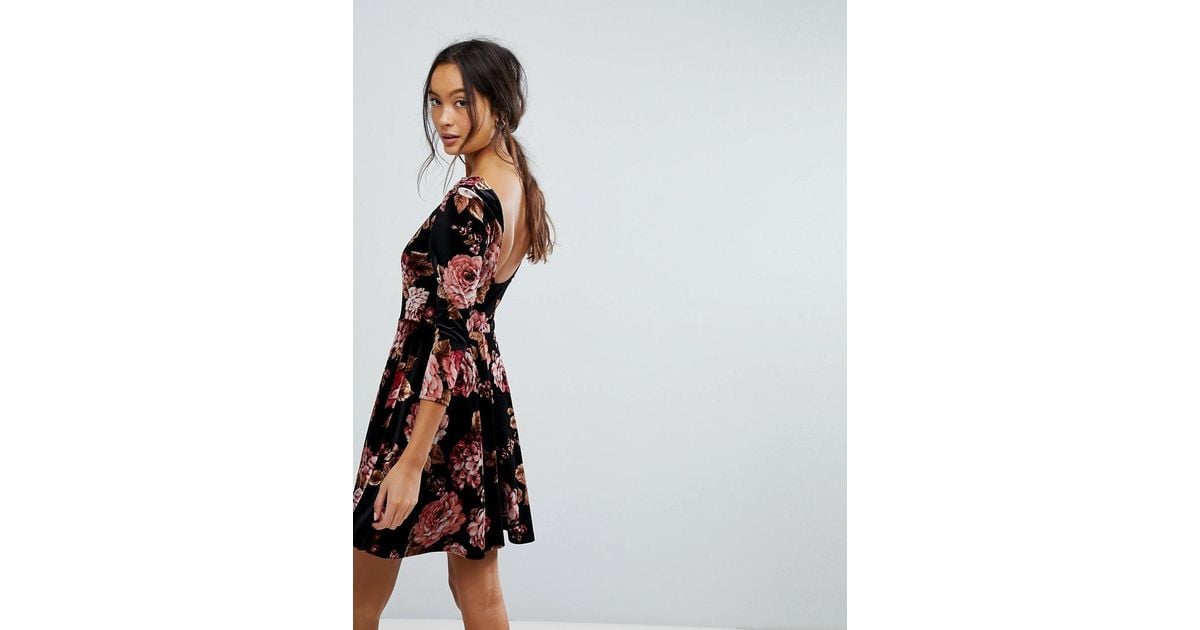 new look black dress with flowers