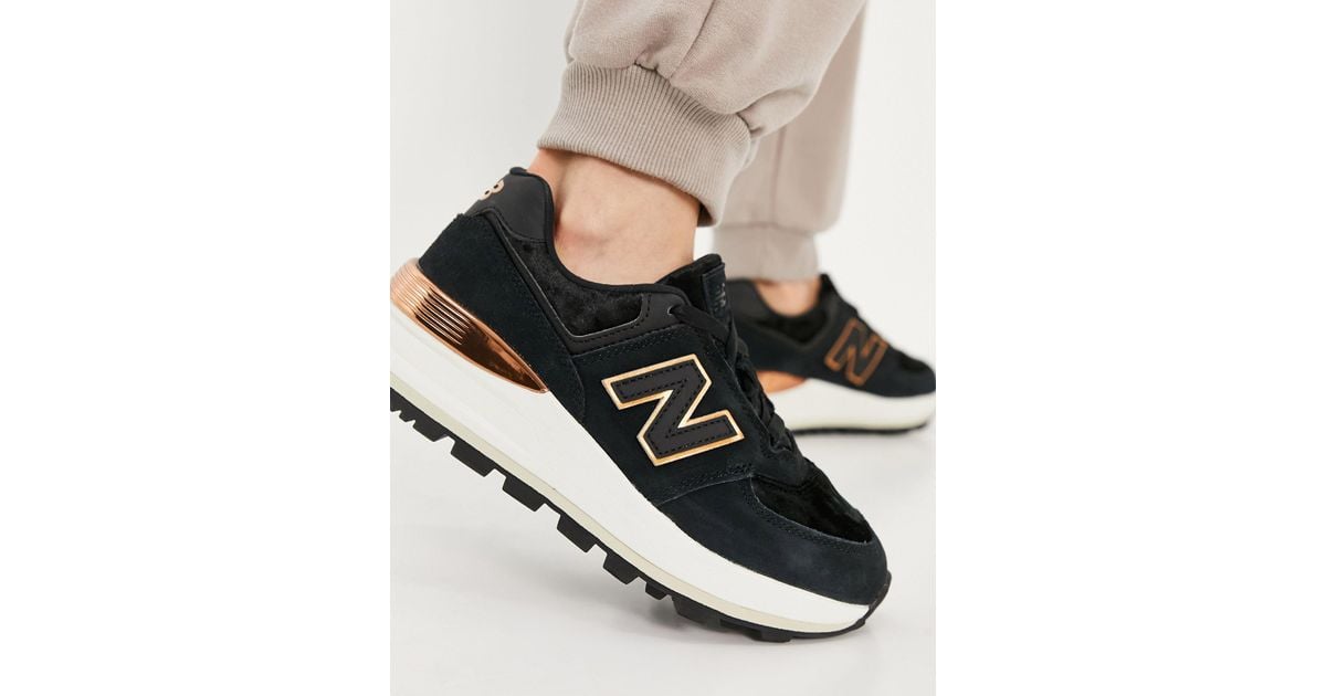 New Balance 574 Wedge Trainers in Black Lyst UK