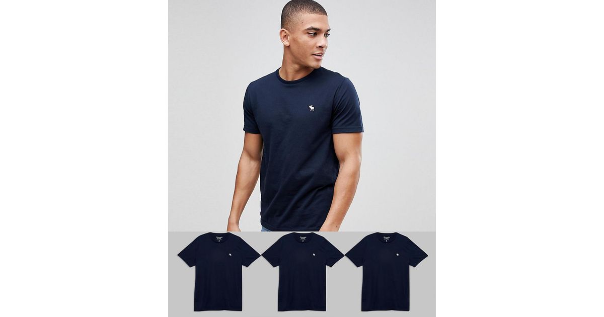 Abercrombie & Fitch 3pack T-shirt Crewneck Muscle Slim Fit In Navy Save 25%  in Blue for Men | Lyst