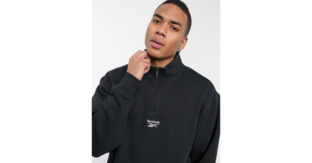 Reebok Classics Half Zip Sweat in Black for Men | Lyst Australia