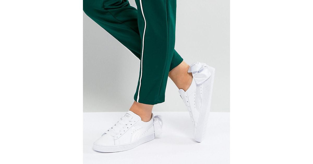PUMA White Suede Bow Trainers PUMA White Suede Bow Trainers