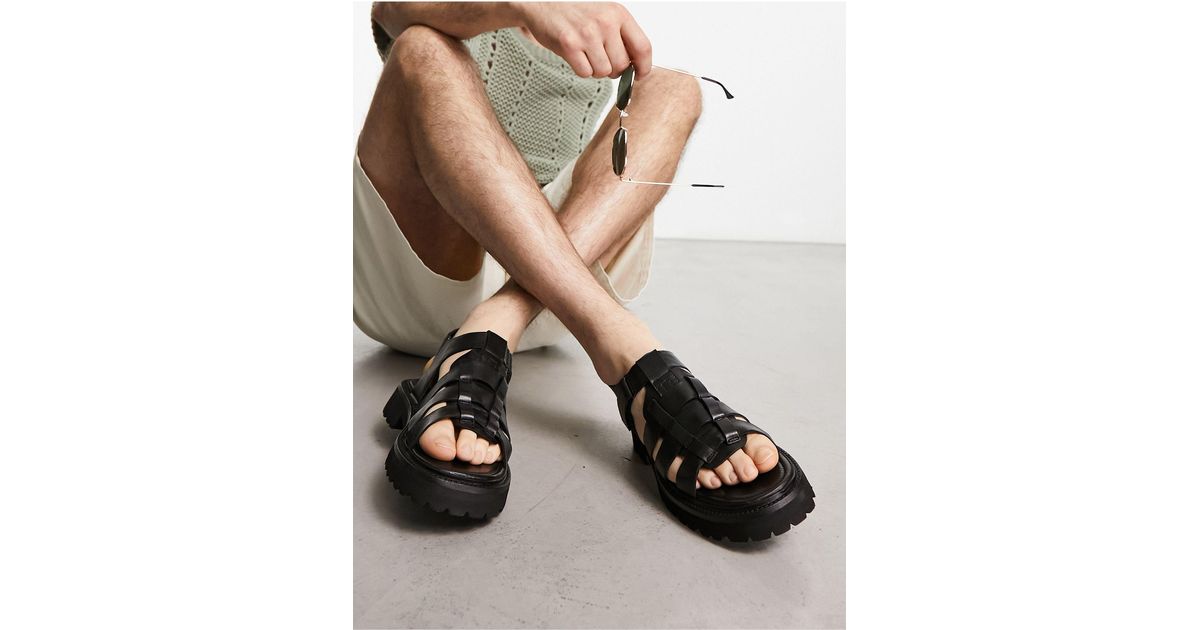 ASRA Saxby Fisherman Sandals in Black for Men | Lyst