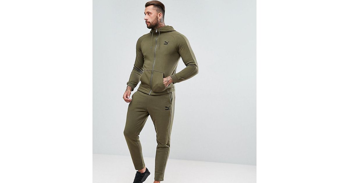 PUMA Skinny Fit Tracksuit Set In Khaki Exclusive At Asos in Green for Men |  Lyst
