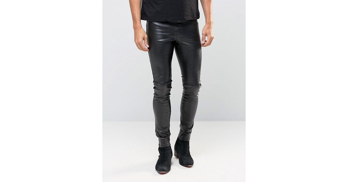 ASOS Meggings In Faux Leather in Black 