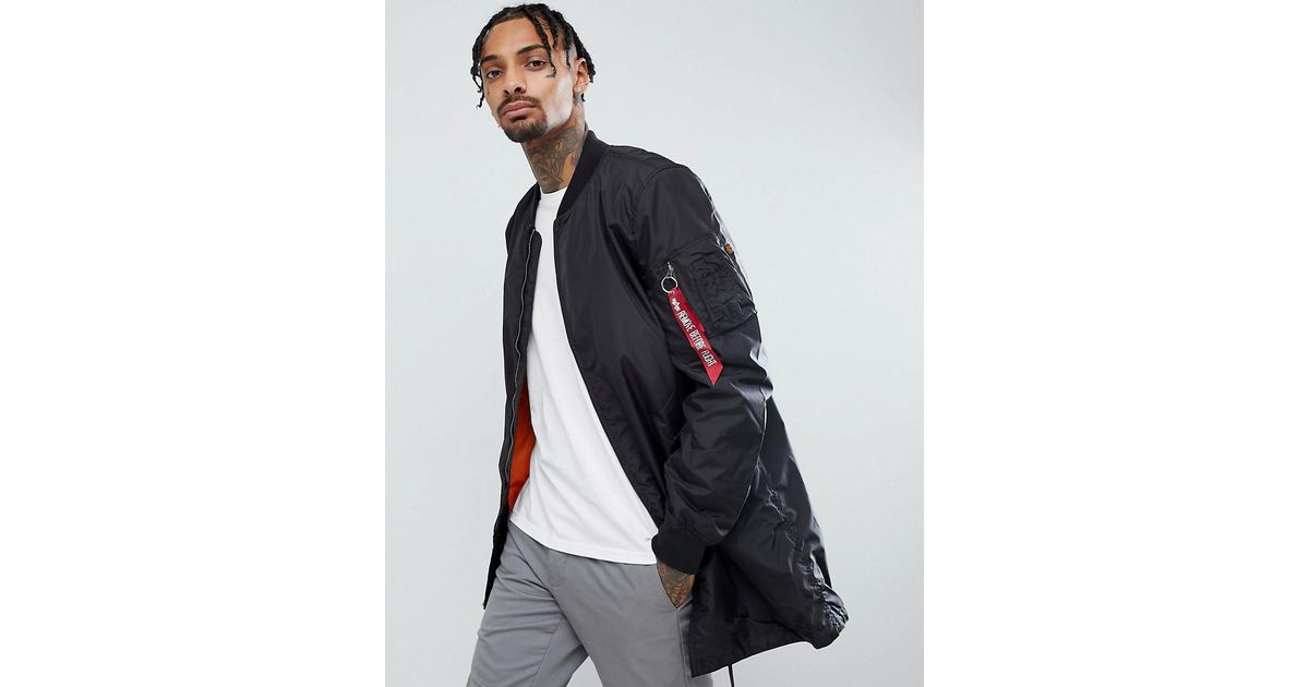 alpha industries longline bomber jacket