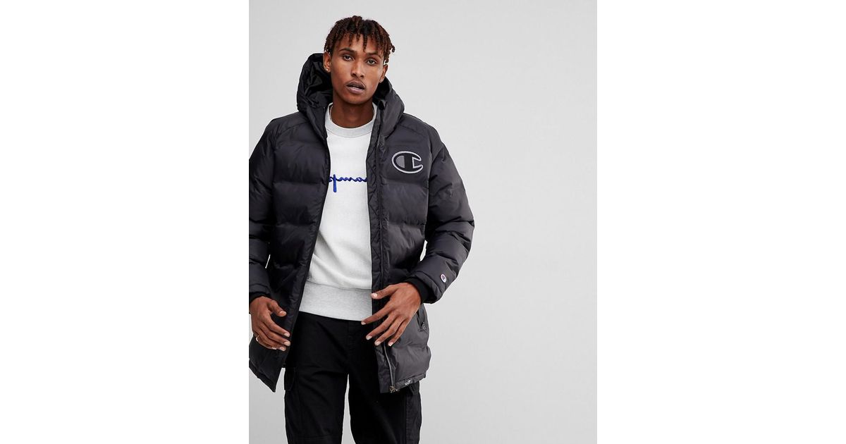 Champion Long Puffer Jacket With Logo 