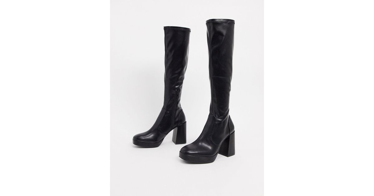 pull&bear platform heel knee boots