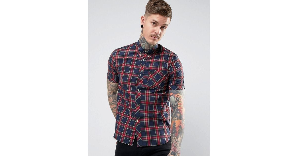 fred perry tartan shirt short sleeve