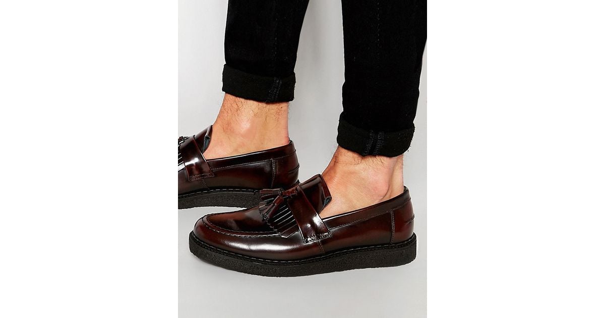 Fred Perry X George Cox Leather Tassel Loafers in Red for Men | Lyst