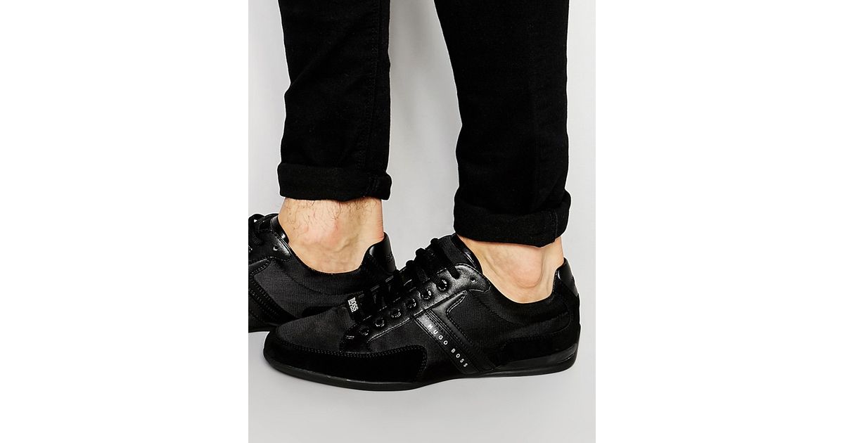 BOSS Green Leather By Hugo Boss Spacit Trainers in Black for Men - Lyst