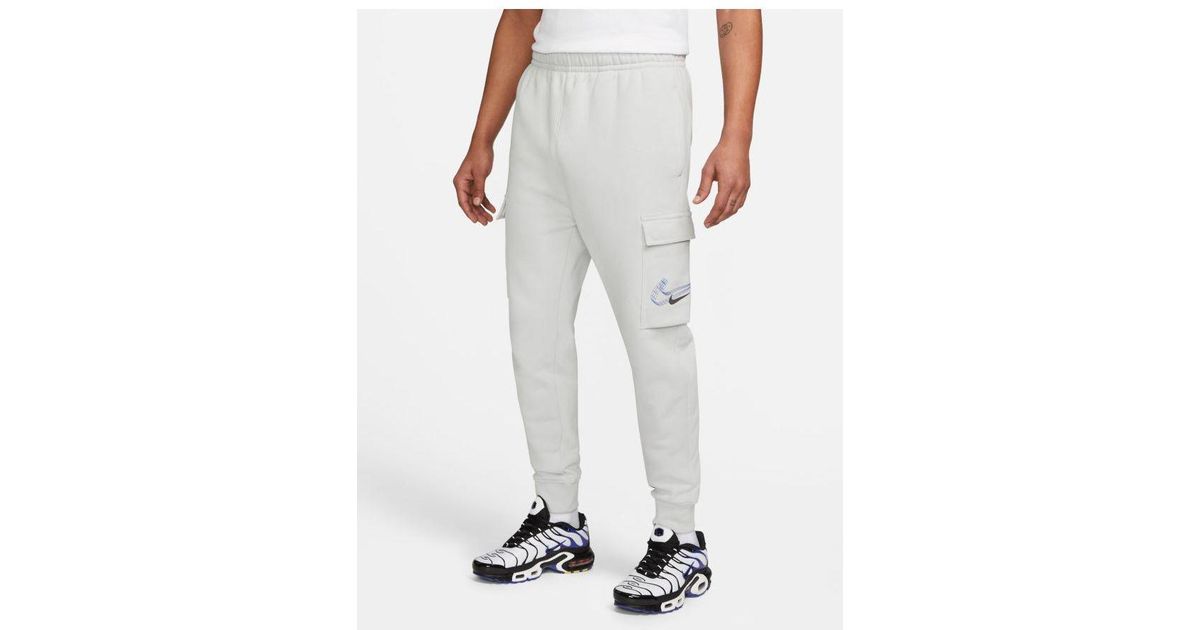 Nike 3d Swoosh Fleece Cargo joggers in Grey for Men Lyst UK