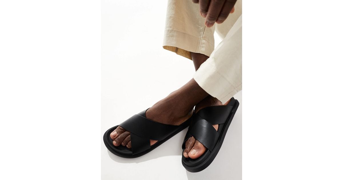ASOS Cross Over Strap Sandals in Black for Men | Lyst