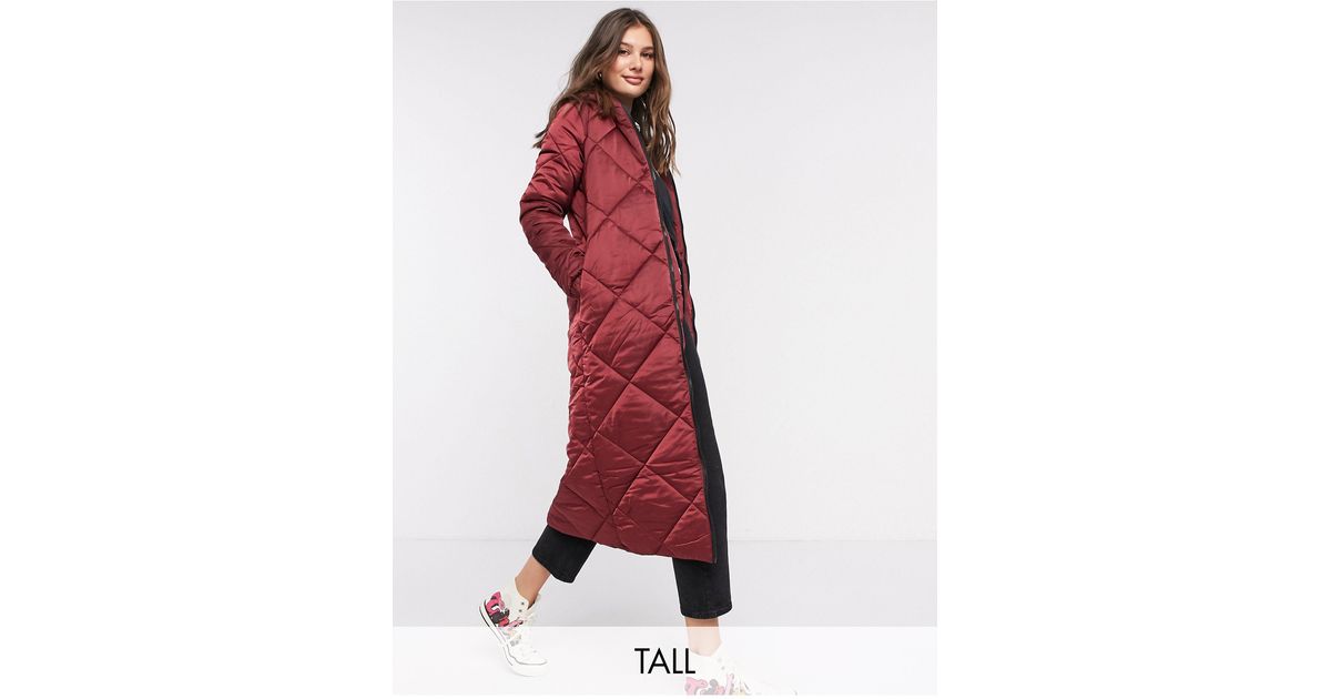 Brave Soul Jaz Satin Longline Puffer 