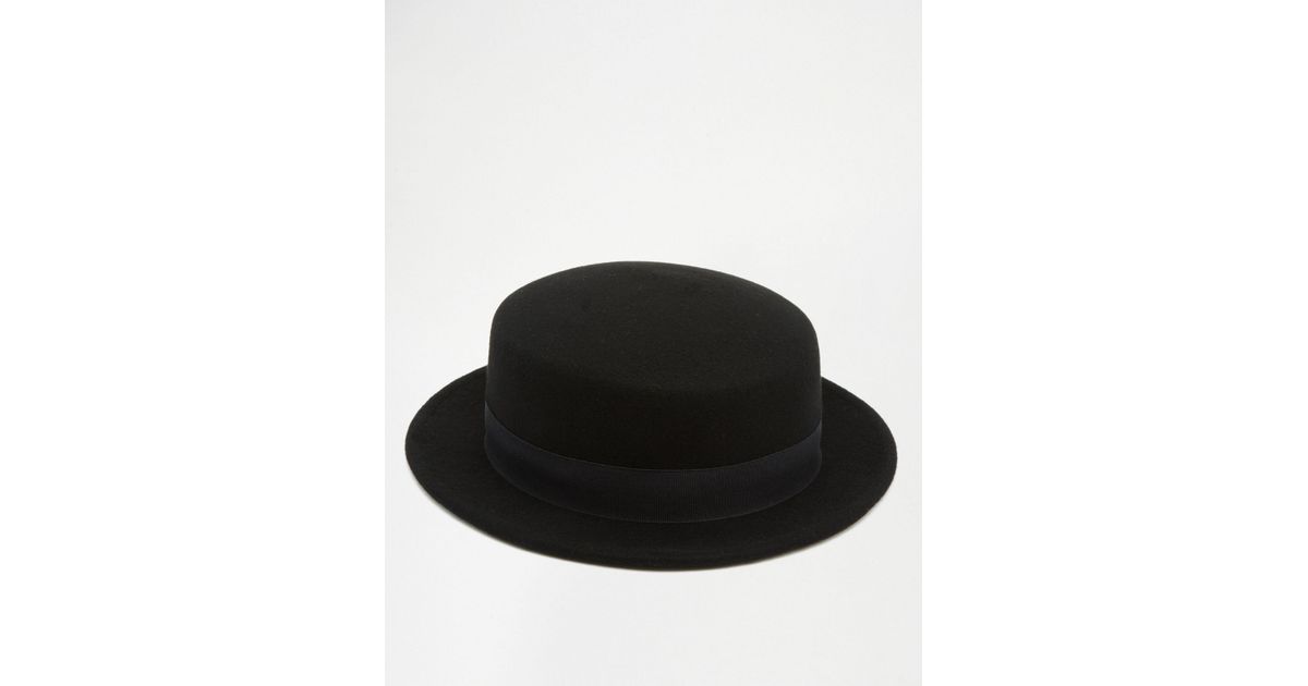 ASOS Flat Top Hat With Narrow Brim in Black for Men Lyst
