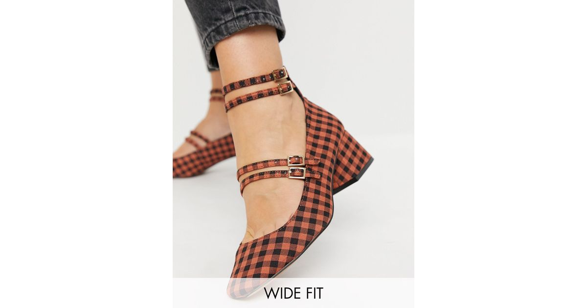 Wide fit wilma scarpe mary jane a pianta larga con tacco medio a