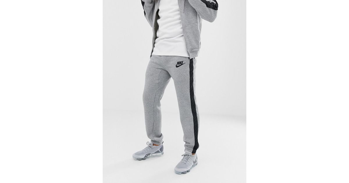 Nike Cotton Joggers With Striped Side Tape In Grey Bq0679-063 in Grey for  Men - Lyst