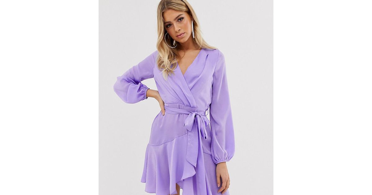 satin mini wrap dress