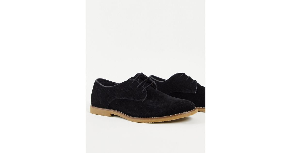topman black faux suede spark desert shoes