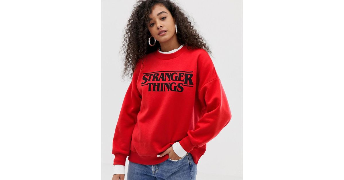 Pull&Bear Stranger Things Logo Sweatshirt in Orange | Lyst