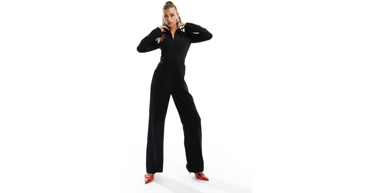 NA-KD X Paola Cossentino Zip Detail Jumpsuit in Black | Lyst Canada