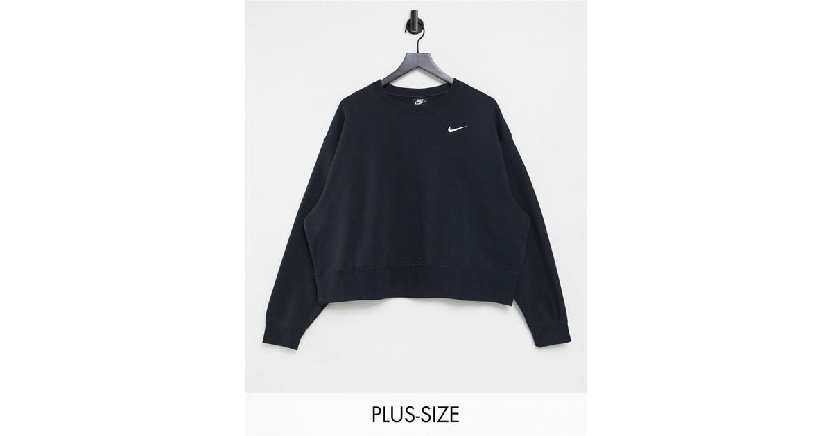 Nike mini swoosh oversized boxy black sweatshir sale