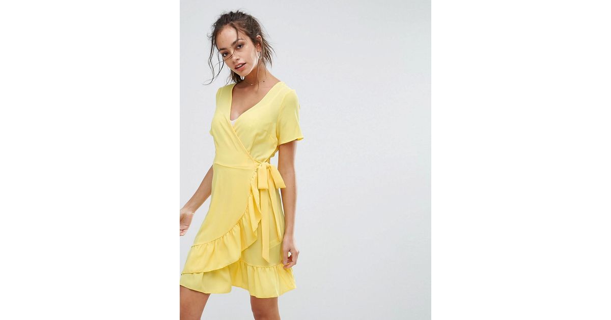 new look yellow wrap dress