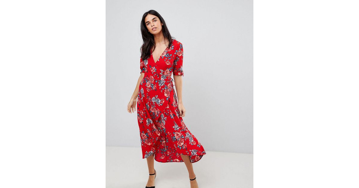 ax paris red floral dress