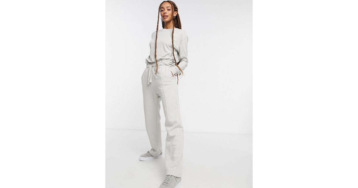 Bershka Unisex Organic Cotton Wide Leg jogger Co-ord in Grey (Gray) | Lyst