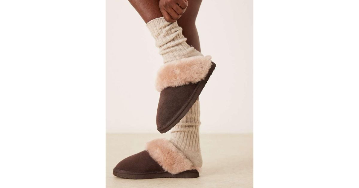 ASOS Zamber Premium Sheepskin Slippers in Natural Lyst UK