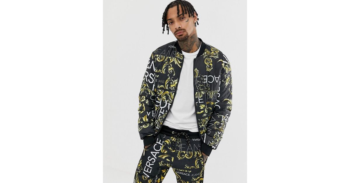 Piumino double-face nero con stampaVersace Jeans Couture in Denim da Uomo  colore Nero | Lyst