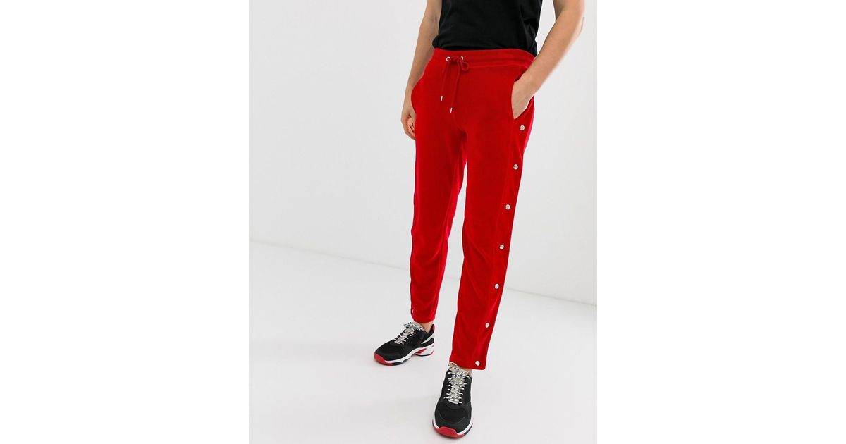 red skinny sweatpants