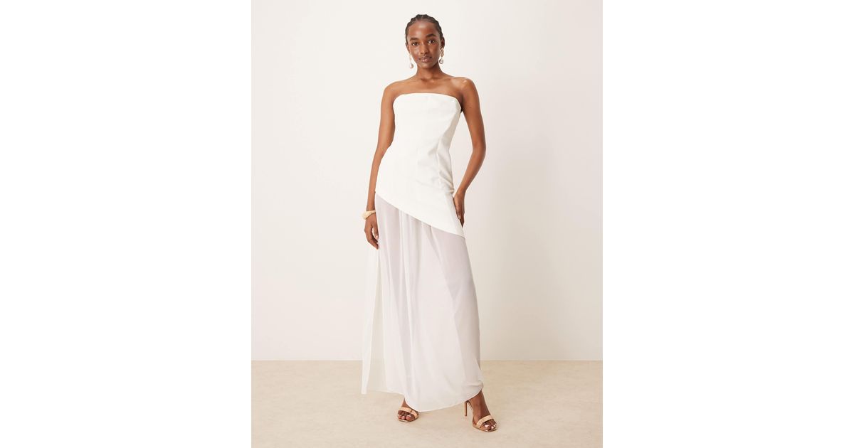 chinese dress ladies Rent ASOS DESIGN Allover Sequin Corset Bandeau Maxi Dress With Split Detail  In Petrol Blue