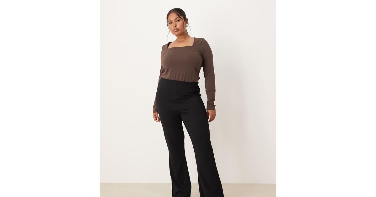 ASOS Asos Design Curve Heavyweight Rib Flare Trouser in Blue | Lyst UK