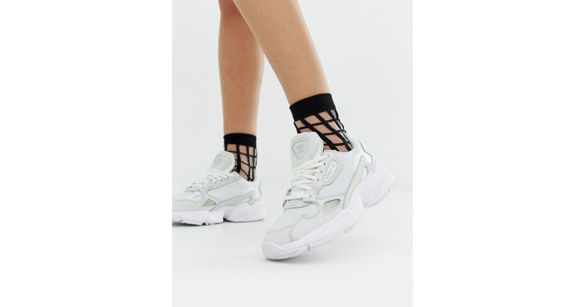 Adidas originals triple white falcon trainers 2025
