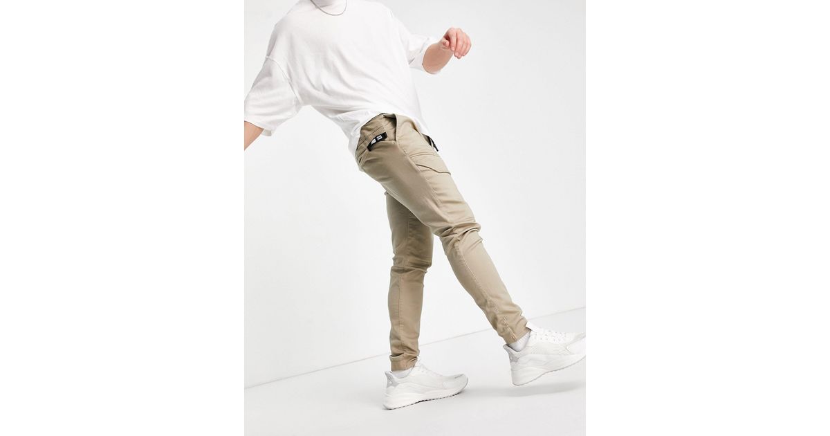 Jack & Jones Denim Intelligence Cargo Trousers With Front Pocket in Natural  for Men | Lyst
