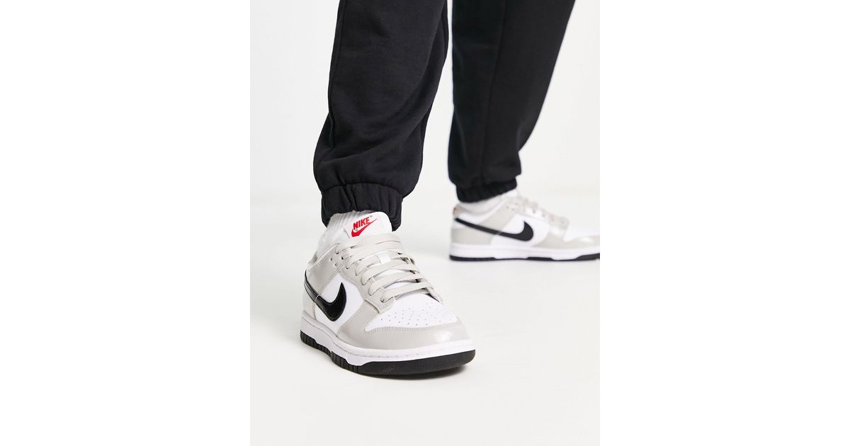Dunk - sneakers basse grigie, bianche e rosse di Nike in Nero | Lyst