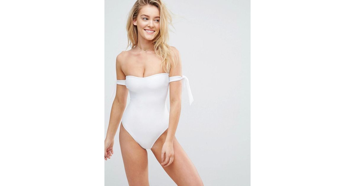 white bardot swimsuit